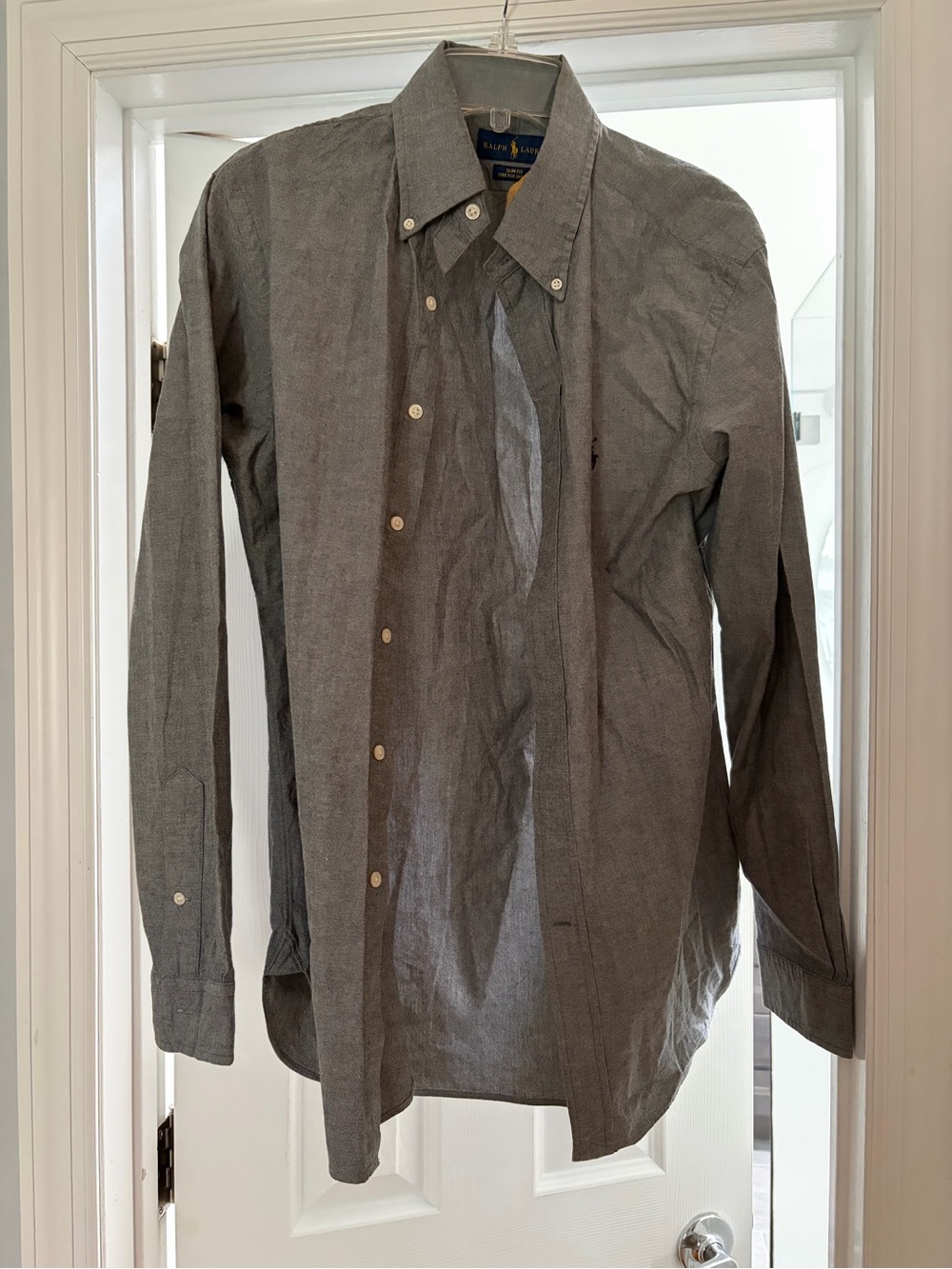 Ralph Lauren Men's Charcoal Button-Down Oxford Shirt Size 16 40/41